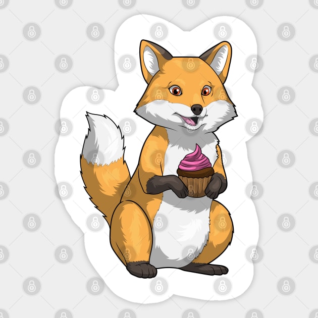 Fox Birthday Cupcake Sticker by Markus Schnabel